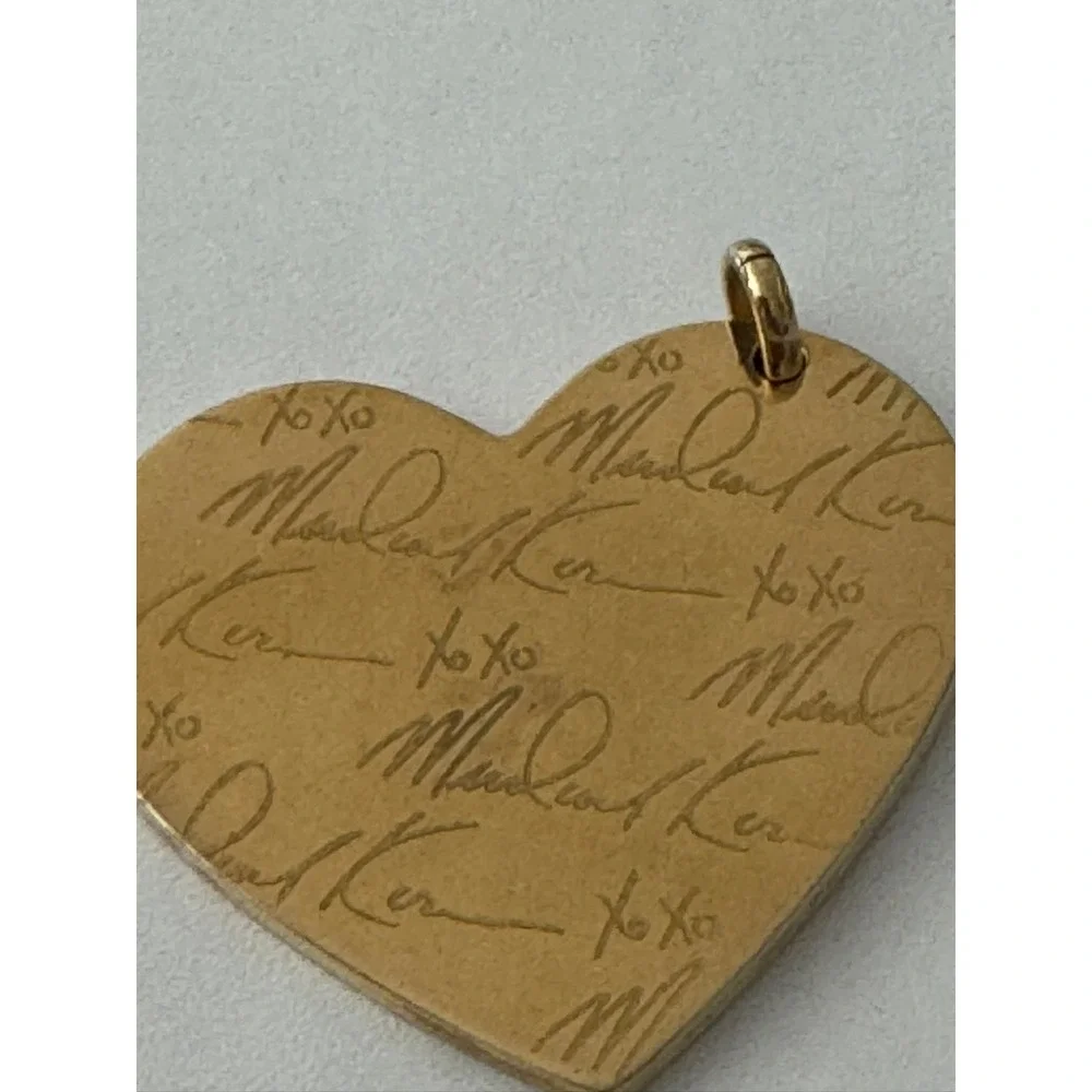 Michael Kors Gold Tone Engraved Signature‎ XOXO Heart Charm Pendant